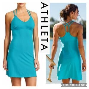 Athleta Coastline Swim Dress in blue size small